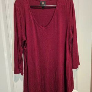 JM Collection 3/4 Sleeve Sharkbite Deep Red XL